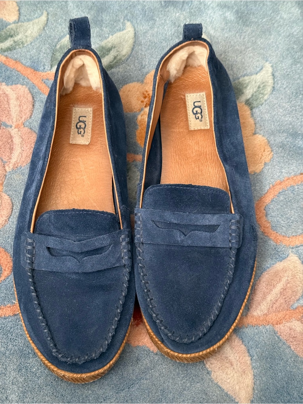 UGG Women's Navy Suede Penny Loafers